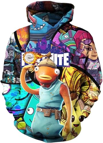 Battle Royale Spiel Pullover Jungen Hoodie Unisex 3D gedruckt Anime Sweatshirts Mädchen Pullover Langarm Kapuzenpullover (DE/NL/SE/PL, Numerisch, 160, Regular, Style A) von Suyaluoi