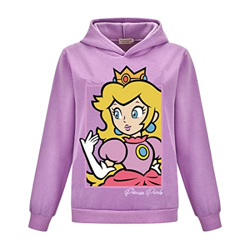 Die Super Bros Film Hoodie Mädchen Nette Prinzessin Pfirsich Pullover Kapuze Kinder Cartoon Print Sweatshirt Sweater für Kind 3-13 Jahre von Suyaluoi