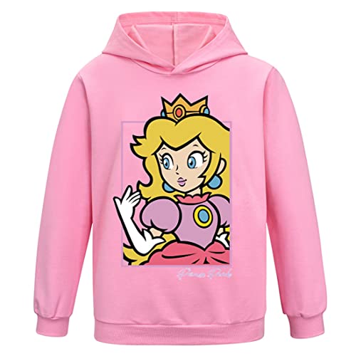 Die Super Bros Film Hoodie Mädchen Nette Prinzessin Pfirsich Pullover Kapuze Kinder Cartoon Print Sweatshirt Sweater für Kind 3-13 Jahre von Suyaluoi