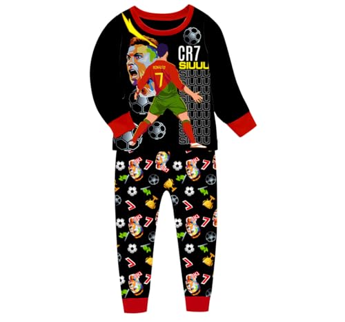 Suyaluoi Jungen Pyjamas Ronaldo No.7 Fans Baumwolle Homewear Pajama Set Langarm Casual Fußball Nachtwäsche Pjs Set (DE/NL/SE/PL, Alter, 7 Jahre, 8 Jahre, Regular, ROT) von Suyaluoi