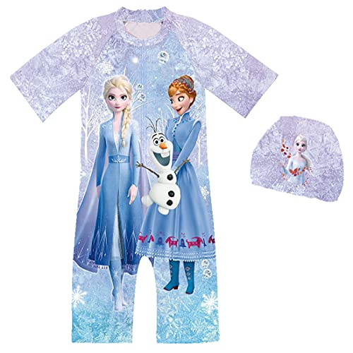 Suyaluoi Mädchen Schneekönigin All In One Badeanzug Kinder ELSA Princess Badeanzug Einteilige Bademode von Suyaluoi