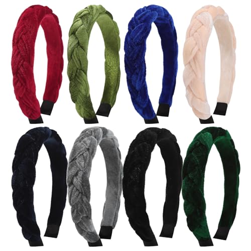 Suyegirl Geflochtene Stirnbänder für Damen, Samt-Stirnbänder für Damen und Mädchen, breite überkreuzte Haar-Accessoires, 8 Packungen Suyegirl Geflochtene Stirnbänder für Damen, Samt-Stirnbänder für Damen und Mädchen, breite überkreuzte Haar-Accessoires, 8 Packungen von Suyegirl