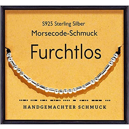 Suyi Inspirierendes Morsecode-Armband Für Frauen Mädchen 925 Sterling Silber Perlen Armbänder Für Freund Tochter Freundin Frau Mitarbeiterin Furchtlos von Suyi
