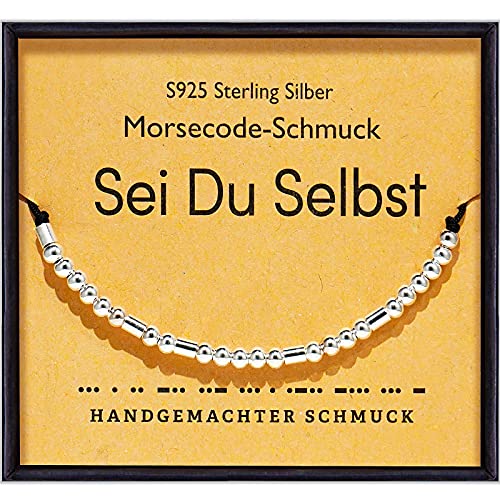 Suyi Inspirierendes Morsecode-Armband Für Frauen Mädchen 925 Sterling Silber Perlen Armbänder Für Freund Tochter Freundin Frau Mitarbeiterin Sei Du Selbst von Suyi