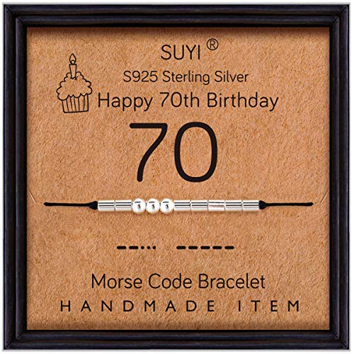 Suyi Morsecode Armband 70. Geburtstagsgeschenke für Großmutter Sterling Silber Armband Geburtstagsschmuck 70 Jahre alte Geschenke für Sie 70 Suyi Morsecode Armband 70. Geburtstagsgeschenke für Großmutter Sterling Silber Armband Geburtstagsschmuck 70 Jahre alte Geschenke für Sie 70 von Suyi