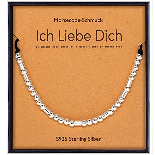 Suyi Morsecode Armband für Frauen Frau Freundin Sterling Silber Perlen Armband Geschenke für Tochter Geburtstag Valentinstag Ich Liebe Dich Suyi Morsecode Armband für Frauen Frau Freundin Sterling Silber Perlen Armband Geschenke für Tochter Geburtstag Valentinstag Ich Liebe Dich von Suyi