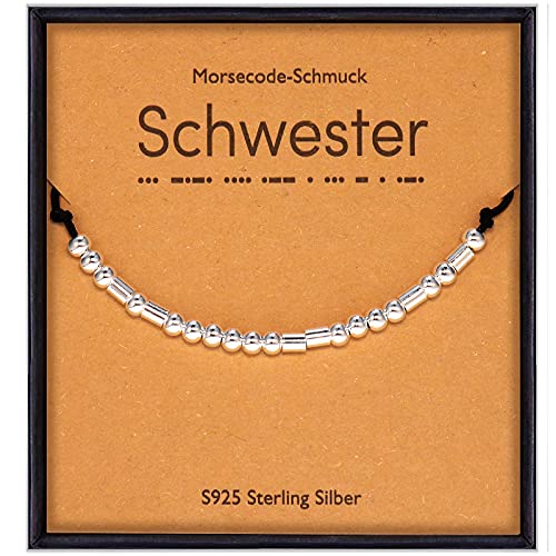Suyi Morse Code Armband für Schwester - Sterling Silber Geschenk für Frauen, Mädchen, Soul Schwester, Bester Freund von Suyi