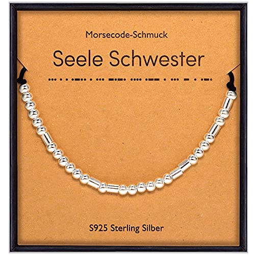 Suyi Schwester Morse Code Armband Geschenke für Frauen Mädchen Sterling Silber Armband für Schwester Soul Schwester Bester Freund Seele Schwester von Suyi
