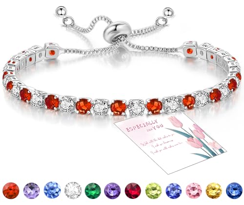 Suyi Tennis-Armband Geburtsstein Cubic Zirkonia Armband Silber-Armband Geburtstagsschmuck Januar Geburtsstein Armband Suyi Tennis-Armband Geburtsstein Cubic Zirkonia Armband Silber-Armband Geburtstagsschmuck Januar Geburtsstein Armband von Suyi