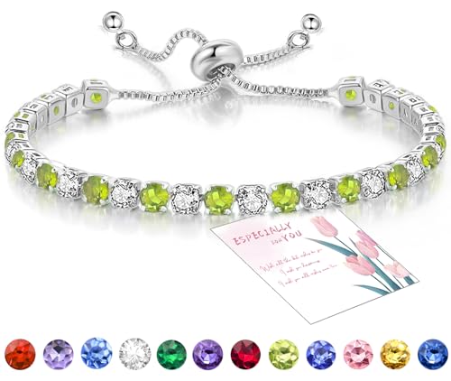 Suyi Tennis-Armband Geburtsstein Cubic Zirkonia Armband Silber Silber Armband Geburtstag Schmuck August Geburtsstein Armband von Suyi