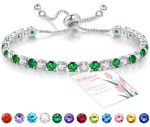 Suyi Tennis-Armband Geburtsstein Cubic Zirkonia Armband Silber Silber Armband Geburtstag Schmuck Mai-Geburtsstein-Armband Suyi Tennis-Armband Geburtsstein Cubic Zirkonia Armband Silber Silber Armband Geburtstag Schmuck Mai-Geburtsstein-Armband von Suyi