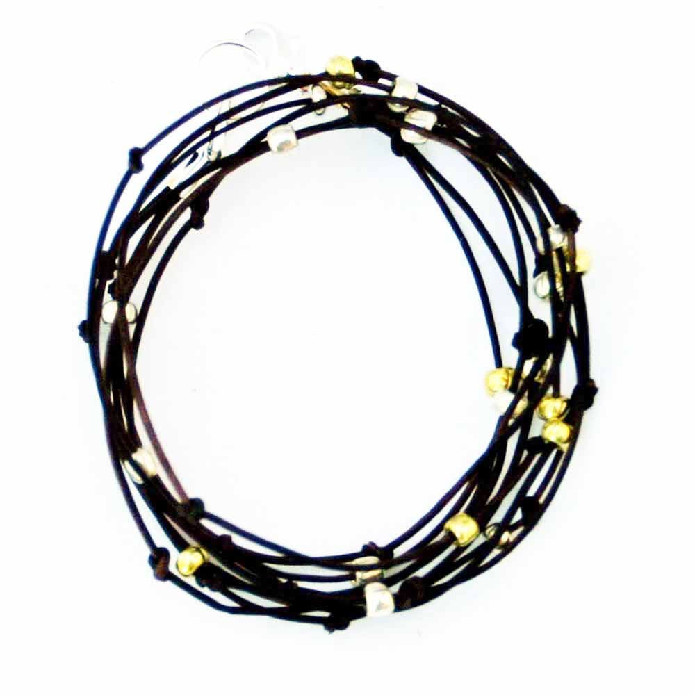 Leder Wrap Armband Schwarz Gold Und Silber Perlen "Cameron" Triple Sundance Schmuck Leder Wrap Armband Schwarz Gold Und Silber Perlen "Cameron" Triple Sundance Schmuck von SuzAndRoo