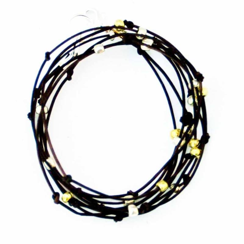 Leder Wrap Armband Schwarz Gold Und Silber Perlen "Cameron" Triple Sundance Schmuck Leder Wrap Armband Schwarz Gold Und Silber Perlen "Cameron" Triple Sundance Schmuck von SuzAndRoo
