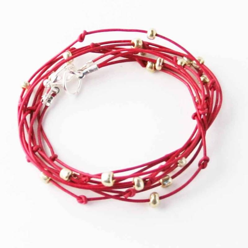 Perlen Leder Wrap Armband Dunkel Fuschia Und Silberschmuck "Cameron" Sundance Perlen Leder Wrap Armband Dunkel Fuschia Und Silberschmuck "Cameron" Sundance von SuzAndRoo