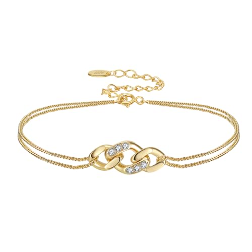 Suzan Gold® Vergoldetes Gliederarmband aus 925 Silber für Damen | Filigranes Armband im edlen Look mit feinen Gliedern | InfinityTwist glänzend, wasserfest & nickelfrei | Freundin Geschenk von Suzan Gold
