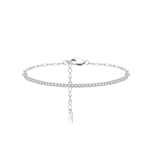 Suzan Gold® 925 Silber Armband für Damen mit Zirkonia & Paperclip-Kette | Funkelnder Tennislook trifft modernes Design Glimmence – wasserfester Schmuck für Alltag & Anlass | Geschenk für Frauen von Suzan Gold
