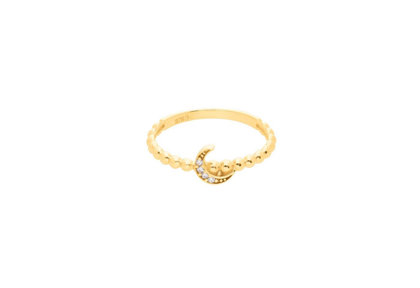 Suzan Gold Goldring 375er Gold Damenring – Halbmond & Glanzsteine, Geschenkidee & modern, Gelbgold 375, Zirkonia-Steine von Suzan Gold