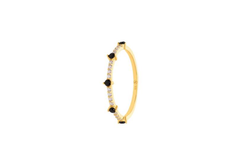 Suzan Gold Goldring 375er Gold Ring Damen – mit Zirkonia, Black Stacking Ring Gelbgold, Gelbgold 375, Zirkonia-Steine von Suzan Gold