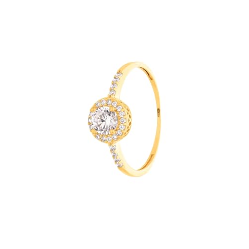 SuzanGold® Goldring Damen | Echtgold Cocktail Ring 375 Gelbgold mit Zirkonia | Handgefertigtes Design | Eleganter Statement-Ring von Suzan Gold
