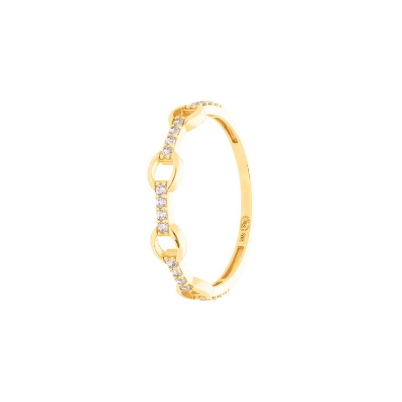 Suzan Gold Goldring 375er Gold Ring Damen – Kettenring Unchained Ring mit Zirkonia, Gelbgold 375 von Suzan Gold