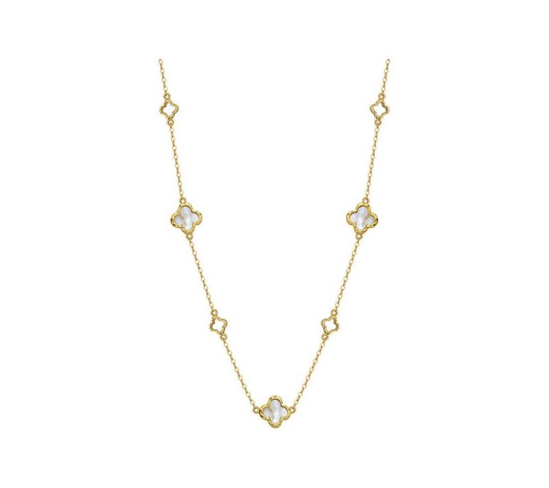 Suzan Gold Kette mit Anhänger AuroraLuck – Vergoldete 925 Silberkette mit Perlmutt-Kleeblatt & von Suzan Gold