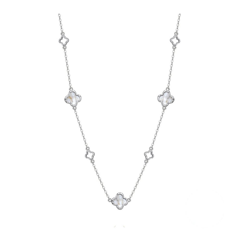 Suzan Gold Kette mit Anhänger AuroraLuck – Vergoldete 925 Silberkette mit Perlmutt-Kleeblatt & von Suzan Gold