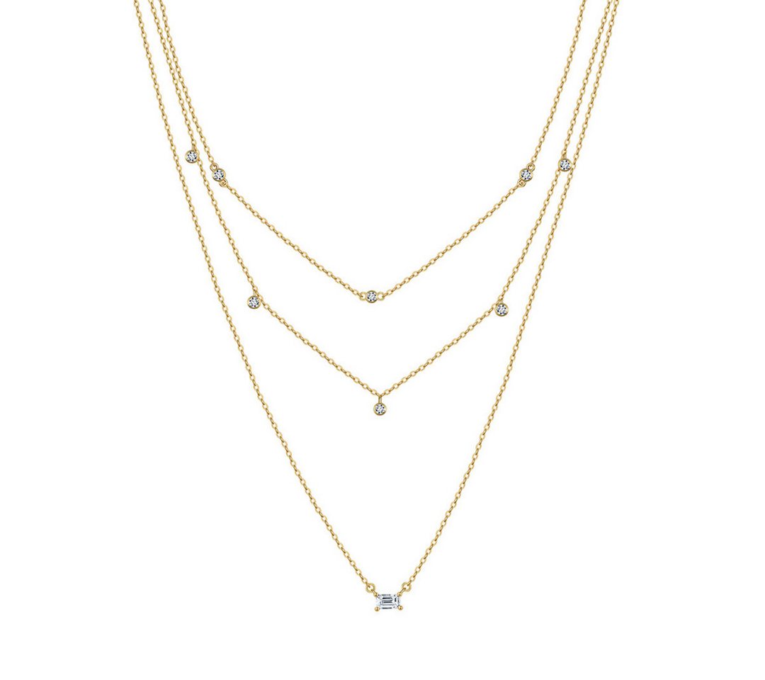 Suzan Gold Kette mit Anhänger Lumistra Cascade – Dreireihige 925 Silber Halskette mit Zirkonia von Suzan Gold