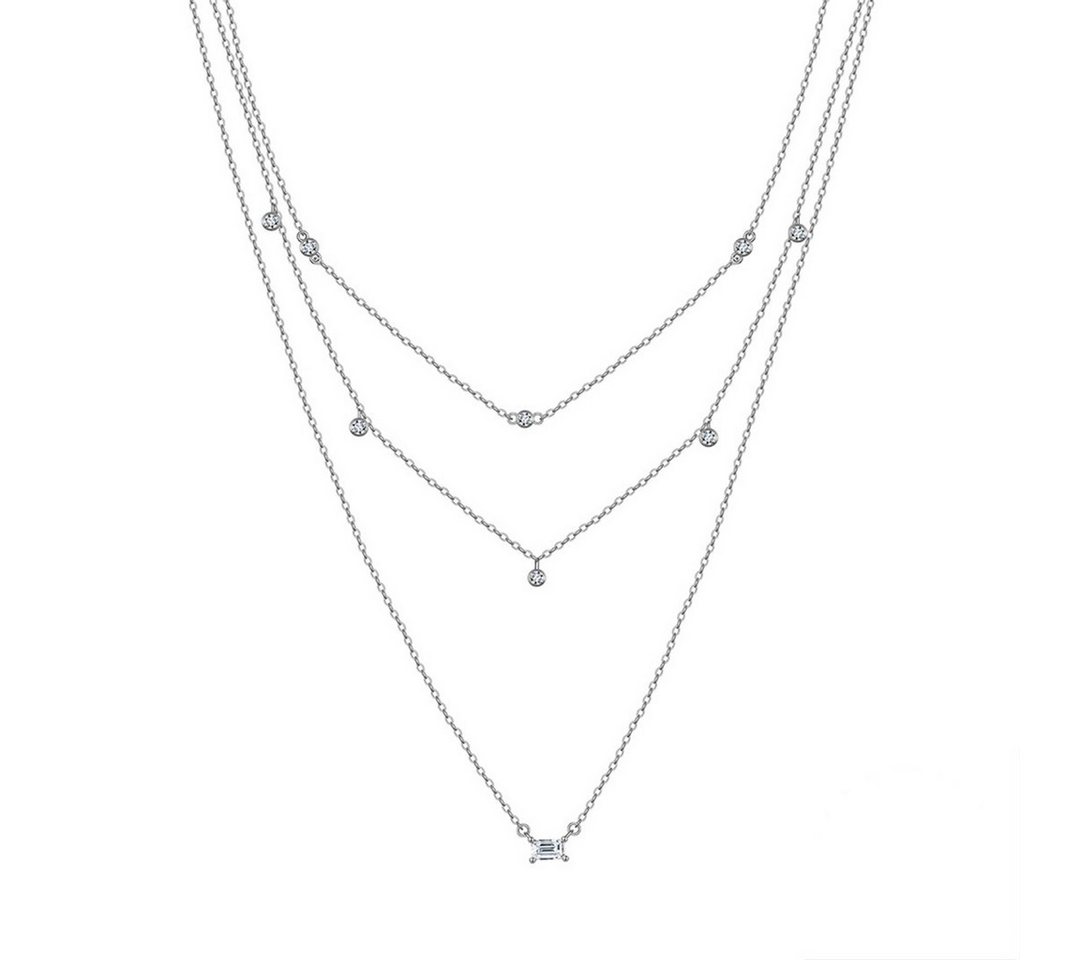 Suzan Gold Kette mit Anhänger Lumistra Cascade – Dreireihige 925 Silber Halskette mit Zirkonia von Suzan Gold