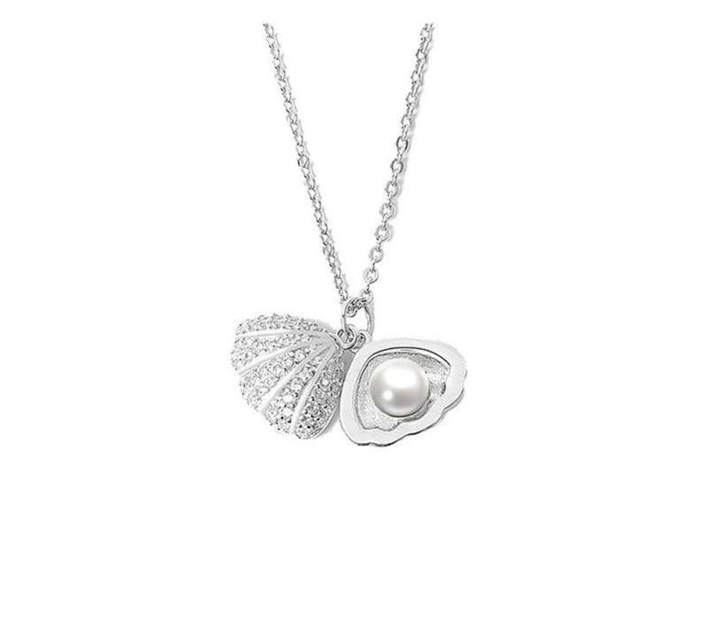 Suzan Gold Kette mit Anhänger PearlShell – Muschelkette mit Perle & Zirkonia aus 925 Silber von Suzan Gold