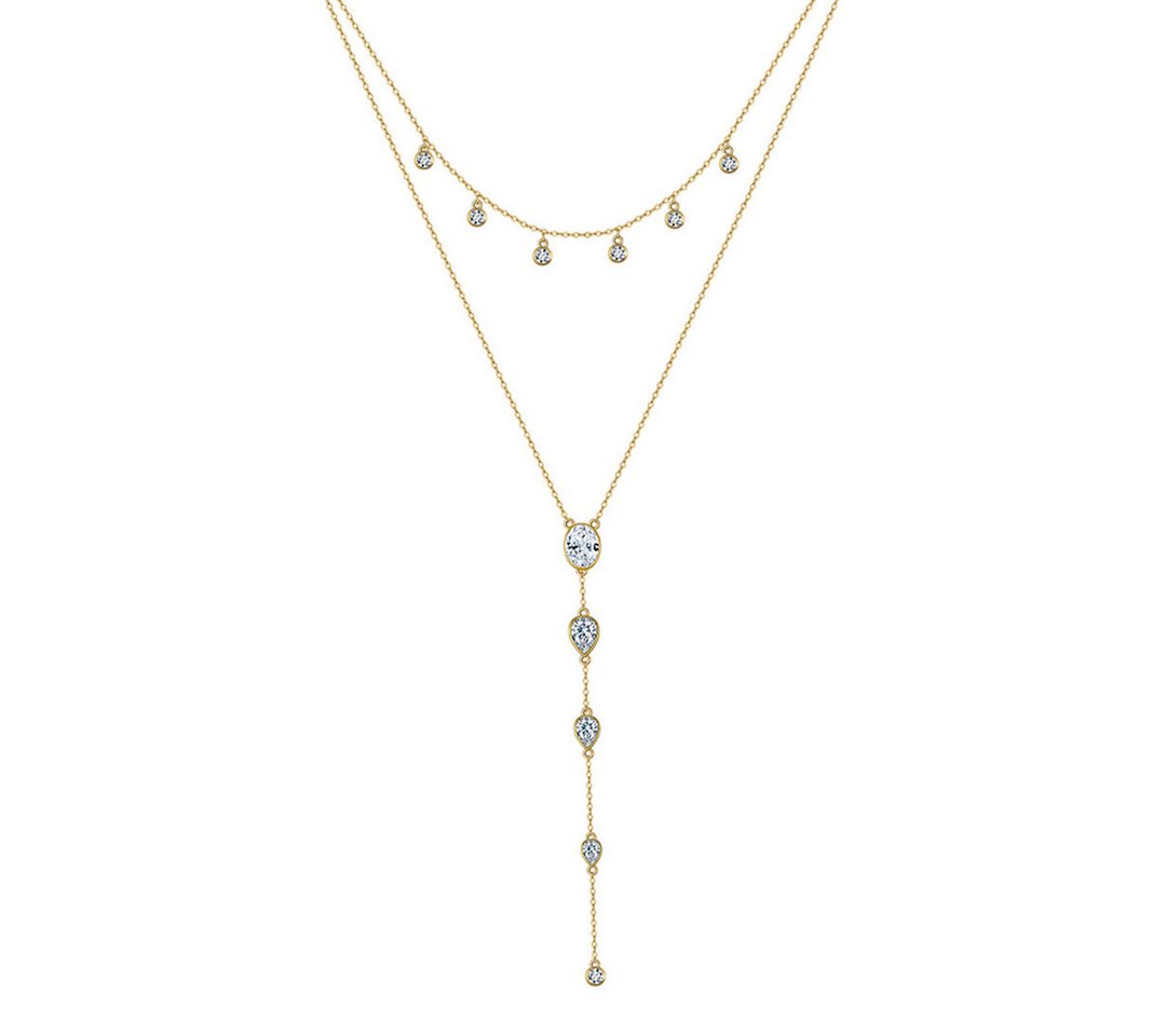 Suzan Gold Kette mit Anhänger Tearielle – Y-Kette aus 925 Silber mit Tropfenanhänger & Zirkonia von Suzan Gold