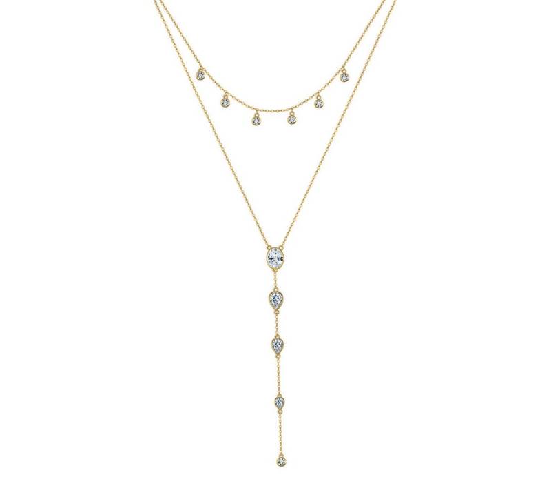 Suzan Gold Kette mit Anhänger Tearielle – Y-Kette aus 925 Silber mit Tropfenanhänger & Zirkonia von Suzan Gold