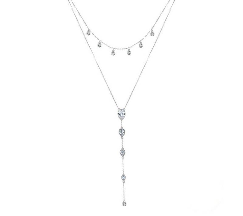 Suzan Gold Kette mit Anhänger Tearielle – Y-Kette aus 925 Silber mit Tropfenanhänger & Zirkonia von Suzan Gold