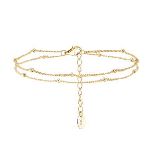 Suzan Gold® Vergoldetes 2-reihiges Damen Armband aus 925 Silber mit feinen Kugelelementen | Eleganter Schmuck Minora in Gold – wasserfest, hypoallergen & edel | Schönes Geschenk für stilvolle Frauen von Suzan Gold