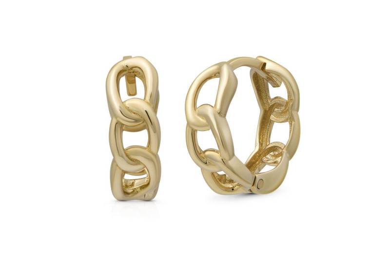 Suzan Gold Creolen-Set 375er Gold Huggies – Massive Curb-Creolen aus Echtgold für Damen, Gelbgold 375 von Suzan Gold