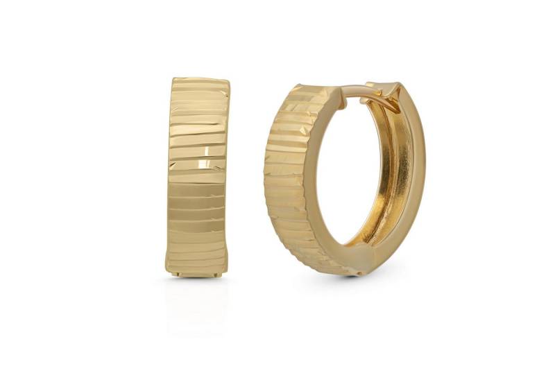 Suzan Gold Creolen-Set 375er Gold Huggies – Disco Creolen für Damen, funkelnd & aus Echtgold, Gelbgold 375 von Suzan Gold