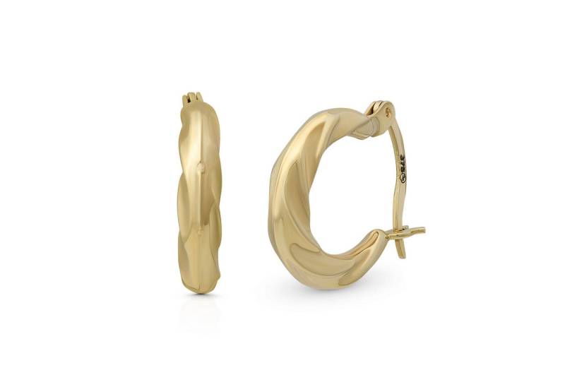 Suzan Gold Creolen-Set 375er Gold Creolen – Twisted Huggies für Damen, elegant & Echtgold, Gelbgold 375 von Suzan Gold