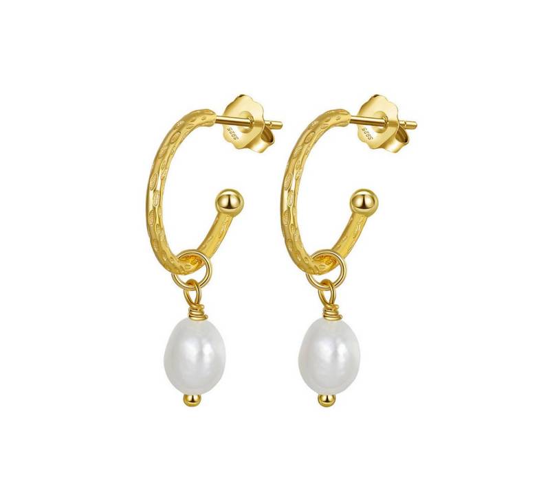 Suzan Gold Perlenohrringe Pearldrop Elegance – 925 Silber-Creolen mit Süßwasserperlen von Suzan Gold