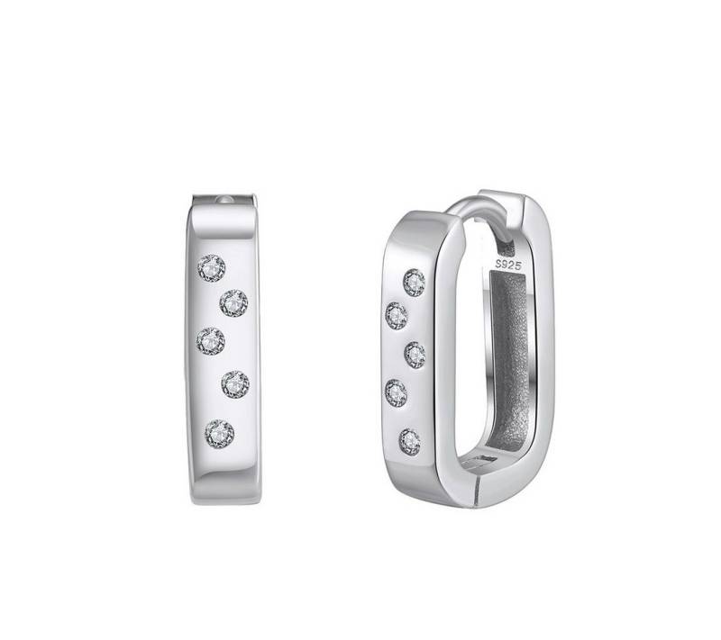 Suzan Gold Creolen-Set Squareline – Rechteckige 925 Silber-Creolen mit Zirkonia, elegant & von Suzan Gold