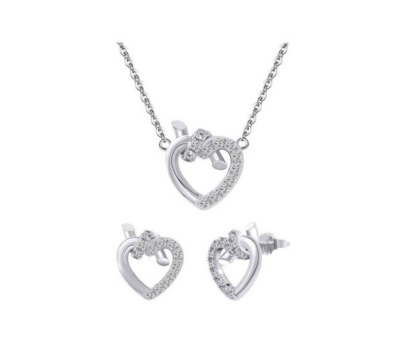 Suzan Gold Schmuckset Heartlink Pure – 925 Silber Schmuckset mit Zirkonia-Herz & Knoten von Suzan Gold