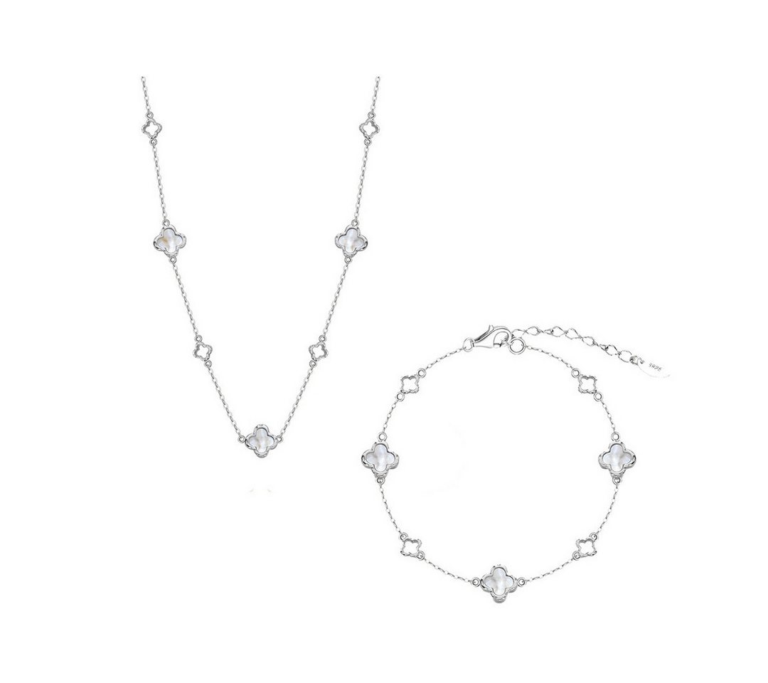Suzan Gold Schmuckset Lunafleur – Perlmutt-Kleeblatt Schmuckset aus 925er Silber Vergoldet von Suzan Gold
