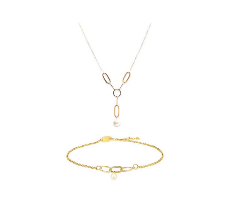 Suzan Gold Schmuckset Pearl Whisper Duo – Echtgold Kette & Armband mit Süßwasserperlen von Suzan Gold