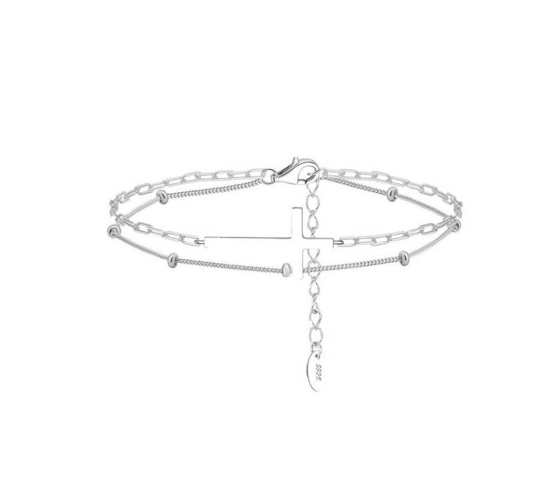Suzan Gold Tennisarmband Solvira – 925 Silber Armband mit Kreuz & Doppelketten-Design von Suzan Gold