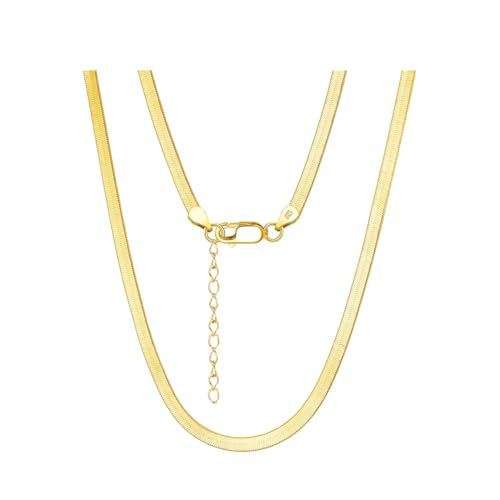 Suzan Gold® 925 Silber Snake Chain vergoldet für Damen & Herren | Flache Schlangenkette Solaro Snake Chain im Unisex-Design – moderner, hautfreundlicher & wasserfester Schmuck | Geschenk für Frauen von Suzan Gold