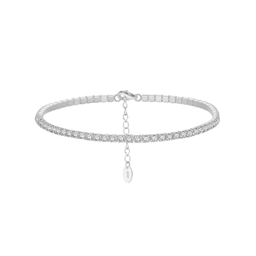 Suzan Gold® 925 Silber Tennisarmband für Damen | Verstellbares, funkelndes Armband mit Zirkonia im edlen Design Stardust Line – wasserfest, nickelfrei, hypoallergen & stilvoll von Suzan Gold