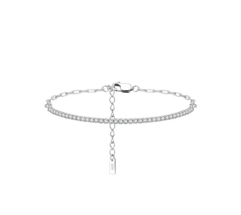 Suzan Gold Tennisarmband Glimmence – 925 Silber Armband mit Tennisdesign & Paperclip-Kette von Suzan Gold