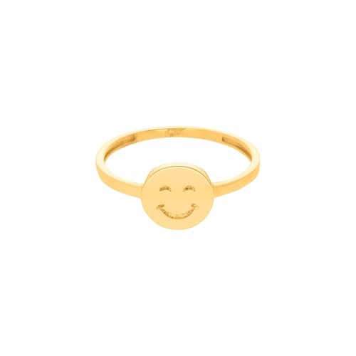 SuzanGold® Goldring Damen | Echtgold Smiley Ring 375 Gelbgold mit Smiley-Motiv | Handgefertigtes Design | Verspielter Statement-Ring von Suzan Gold