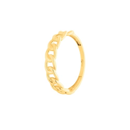 SuzanGold® Kettenring Damen | Echtgold Curb Chain Ring 375 Gelbgold im trendigen Kettendesign | Eleganter Modeschmuck von Suzan Gold