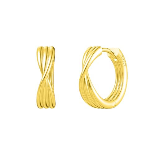 Suzan Gold® Vergoldete 925 Silber Creolen für Damen mit überkreuztem Design | Elegante, goldfarbene Ohrringe im modernen Stil | Twistia hautfreundlich, wasserfest & stilvoll | Freundin Geschenk von Suzan Gold