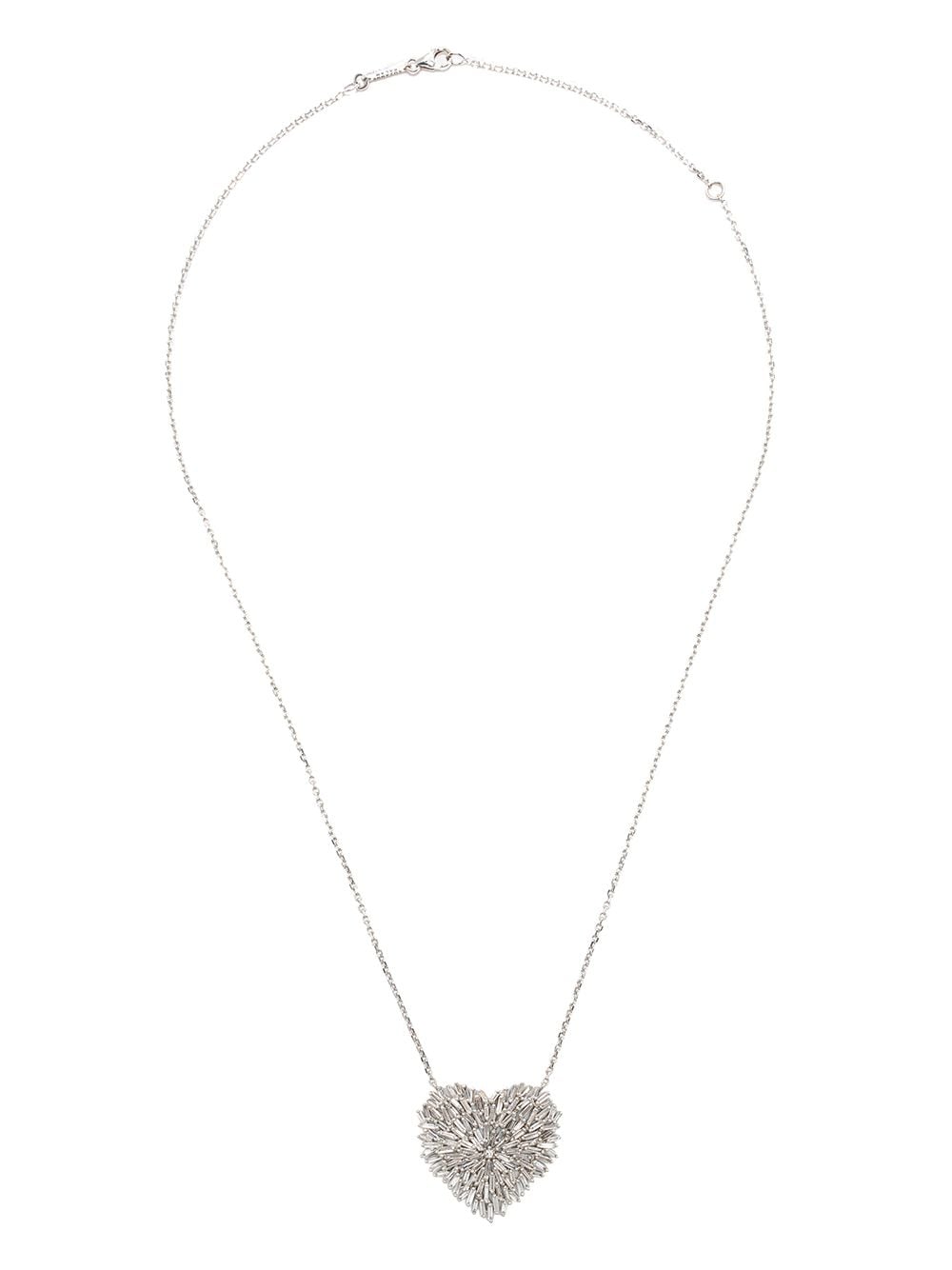 Suzanne Kalan 18kt Weißgoldhalskette mit Diamantherz - Silber von Suzanne Kalan