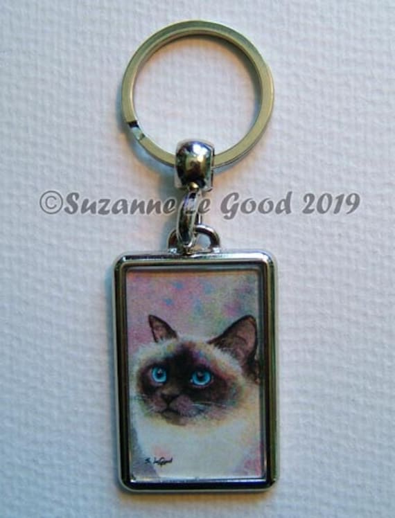 Birma Oder Ragdoll Katzen Kunst Schlüsselanhänger, Taschenanhänger Charme Druck Von Original Gemälde Suzanne Le Good von SuzannesGallery